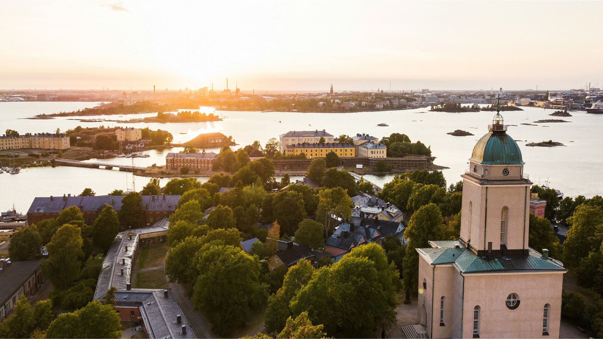 An overview of a Helsinki sunrise